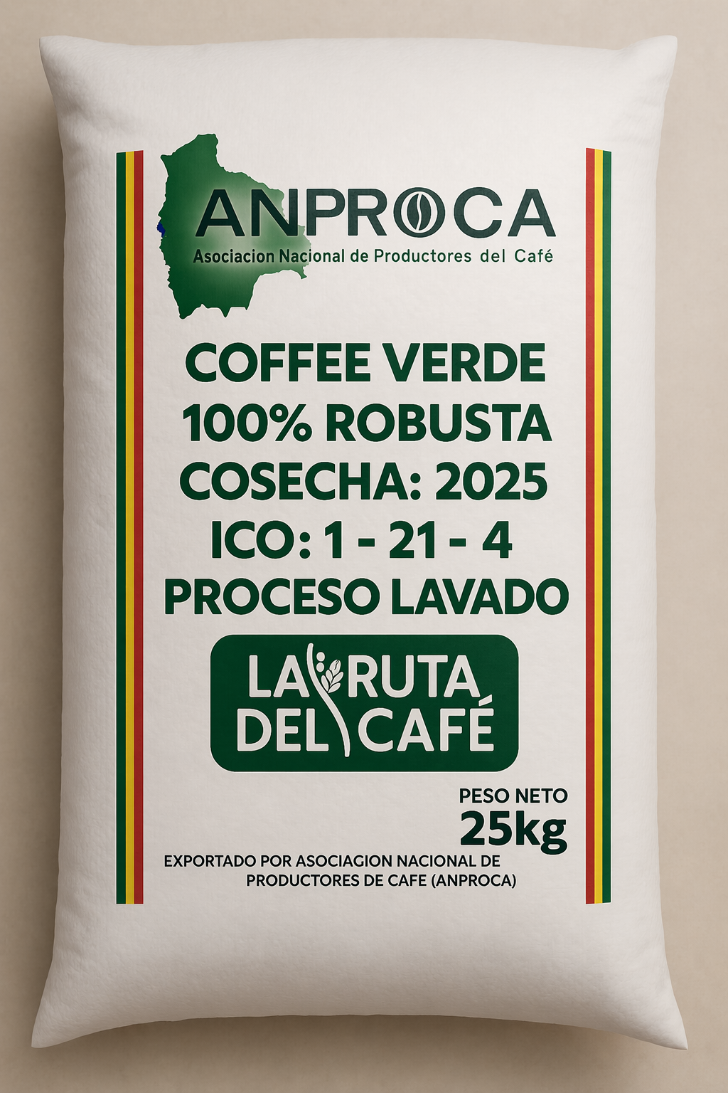 SACO CAFE VERDE 25 KG ROBUSTA